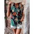 thumbnail image 4 of SweatyRocks Women's Short Sleeve Cute Print Button Down Shirt Tops, 4 of 13