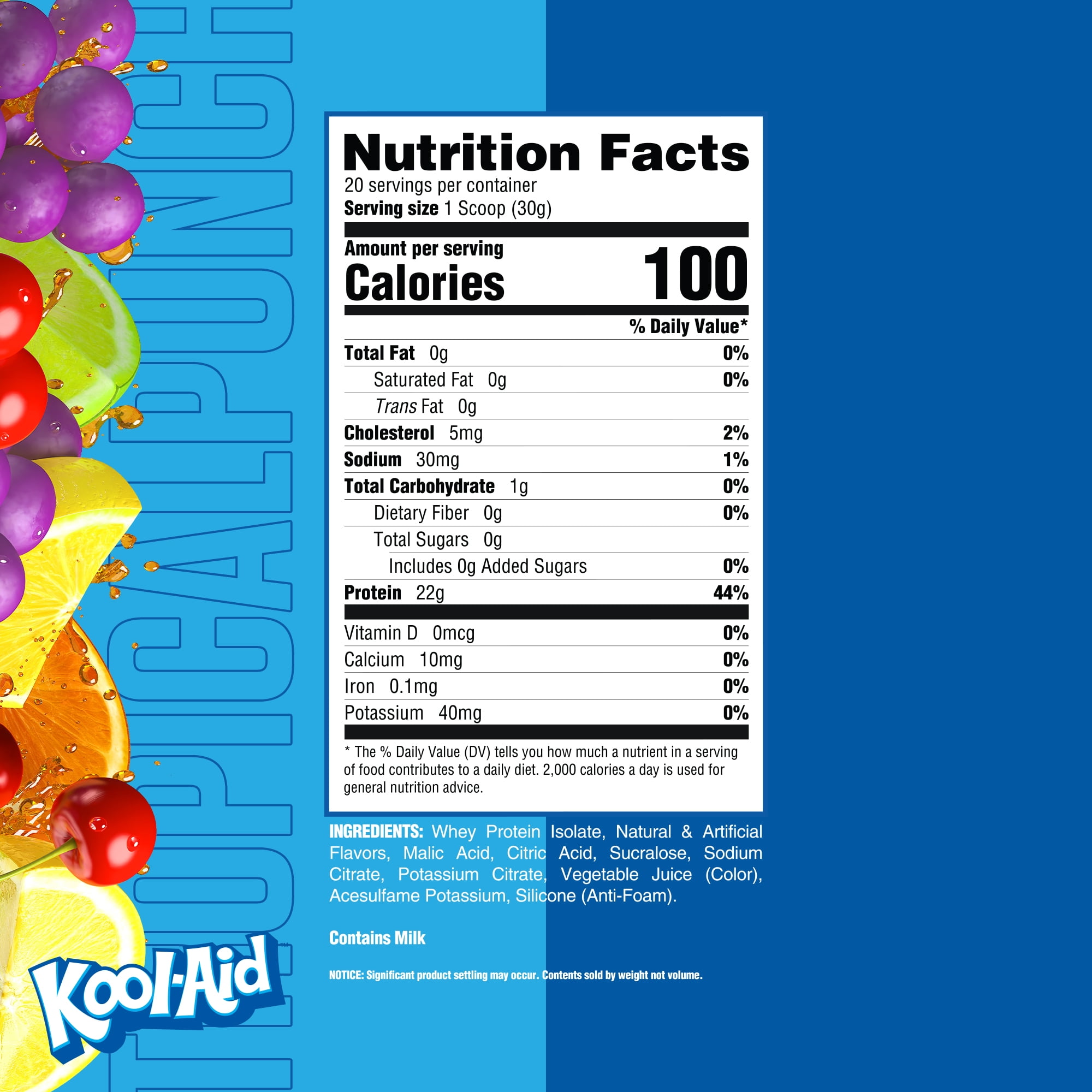 RYSE Clear Whey Isolate Protein Powder - Kool-Aid Tropical Punch - 20 Servings Bag