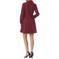 thumbnail image 3 of Women's Denim Dress Button Down Collar V Neck Long Sleeve A-line Cotton Jean Dress M Wine Red, 3 of 6
