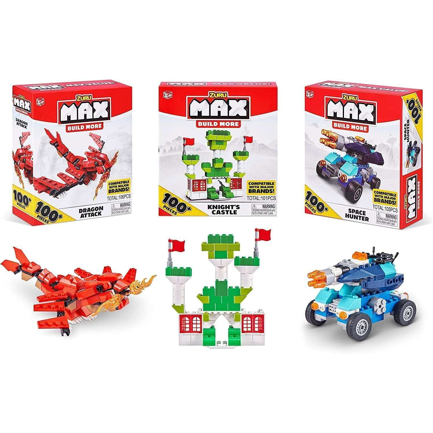 MAX Dino Adventure - Set De Construction 592 Pièces Avec Dinosaures, Hélicoptère Et Camion | Jeu Compatible Lego