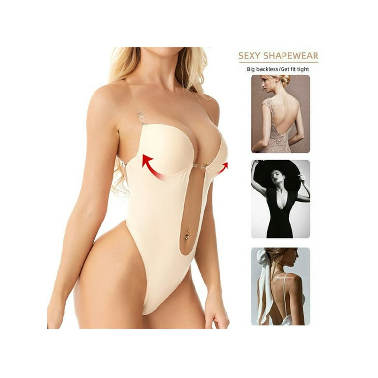 Sexy Deep V Neck Backless Body Shaper Bra Bodysuit Thong Shapewear Women  Nude Black Invisible Tummy Control Underwear Wedding Nude