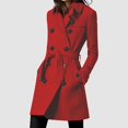 thumbnail image 2 of UAYOTSE Womens Long Wool Coat Double Trench Coat Fall Winter Clothes,Red XXL, 2 of 5