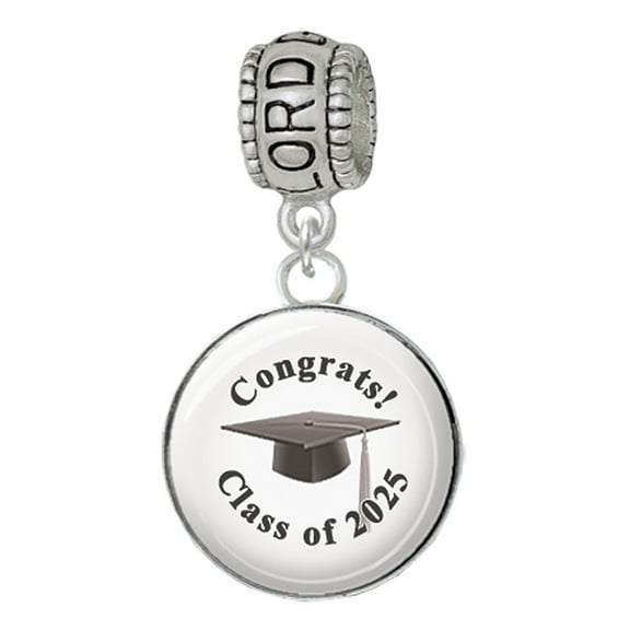 Delight Jewelry Silver-tone Domed Class of 2025 - Silvertone Lord Guide Me Charm Bead Dangle