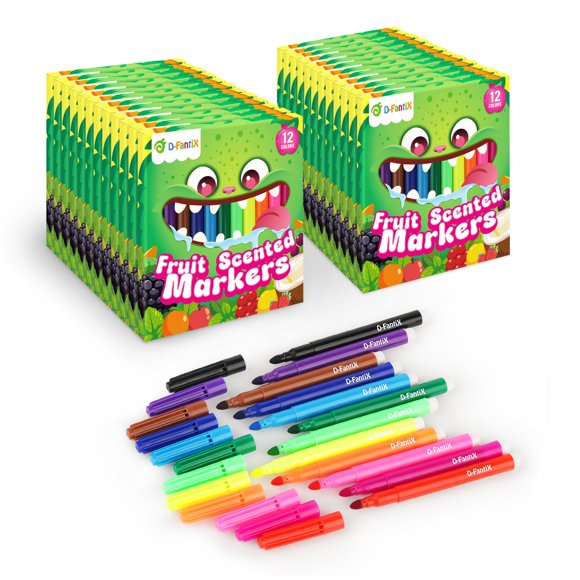 Rotuladores lavables D-fantix, 288 unidades, con aroma a fruta, para niños