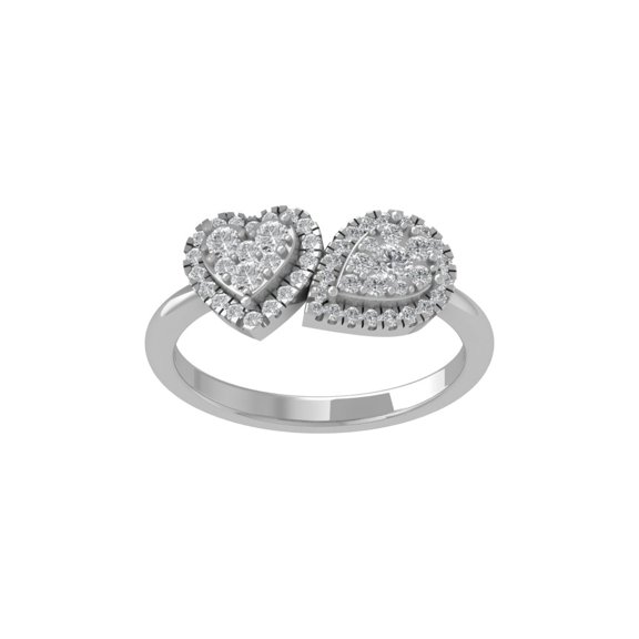 ARAIYA FINE JEWELRY 14K White Gold Round Cluster Diamond Heart Ring (1/2 cttw, I-J Color, I2-I3 Clarity), Size 8