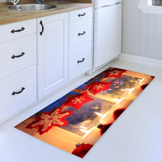 mbrilla de Puerta con Decoración Navideña Impresa, mbra de Navidad Suave, mbrilla de 3D para Puerta, mbra Antideslizante, 40x120cm perfecl Alfombra de área de cocina
