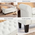 thumbnail image 6 of AVAWING Upgraded Armed Storage Bench, Leather Upholstered Ottoman for Living Room & Bedroom, White, 6 of 9