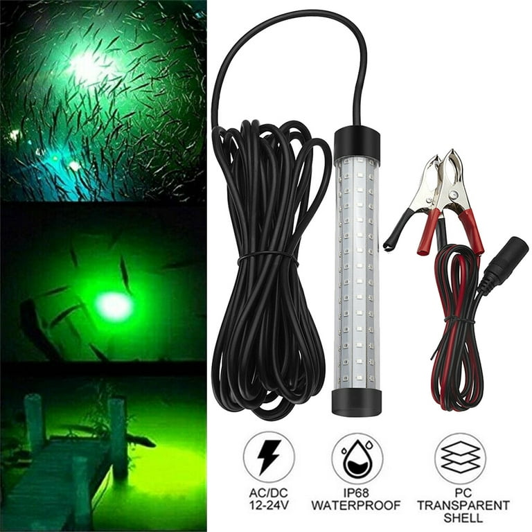 12v 120 LEDs 1000 Lumens Night Fishing Boat Submersible Underwater Fishing  Light with Battery Clip