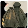 thumbnail image 4 of LOVZFMLL Jackets for Men's Solid Color Hooded Three-in-one Detachable Multi-pocket Cardigan Relaxation Outdoors Zipper Overcoat Coat, 4 of 5