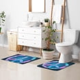 thumbnail image 2 of GZHJMY Peace Sign Made of Colored Bird Feather Bath Mat for Bathroom Shower U Shape Toilet Rugs Contour Carpet Set, Fluffy Absorbent & Machine Washable, 2 Piece Carpet Runner, 2 of 7