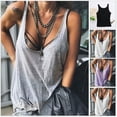 thumbnail image 2 of Womens Sexy Sleeveless for Tank Top Low Cut Neckline Solid Color Loose Casual Be, 2 of 19