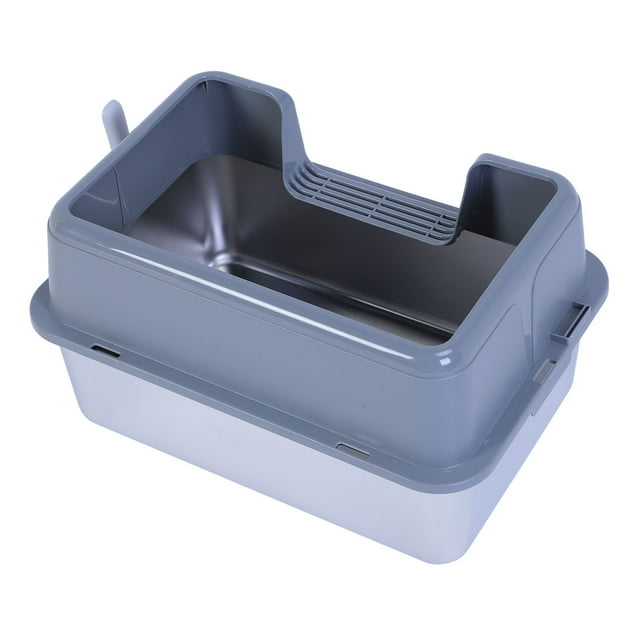 Caja de para Gatos de Acero inoxidable de 20 litros, Lados de Pared Alta, Caja de Para Gatos, Bandeja de Abierta en la Parte Superior, Inodoro para Gatos ca Pala Para Para