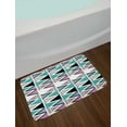 thumbnail image 2 of Geometric Bath Mat, 80s Memphis Zigzag Triangles Dotted and Striped Design, Plush Bathroom Decor Mat with Non Slip Backing, 29.5" X 17.5", Lavender Cadet Blue, by Ambesonne, 2 of 2