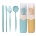 thumbnail image 1 of Wheat Straw Cutlery, 2 Set Portable Cutlery Set Reusable Spoon Fork Chopsticks Tableware Set for Picnics Daily Use, 1 of 5
