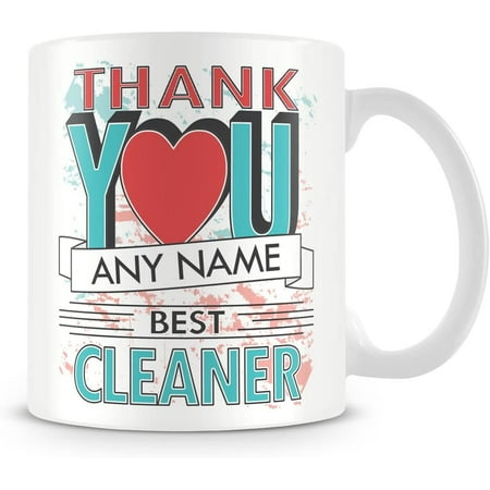 

Cleaner Thank You Mug - Personalised Cup Gift - Customise with Name - Pink