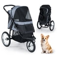 thumbnail image 1 of Gymax 3-Wheel Pet Stroller for Small & Medium Dogs Foldable Cat Stroller Jogger w/ All-Terrain Rubber Tires, 1 of 10