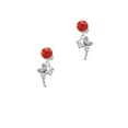 thumbnail image 2 of Delight Jewelry Silvertone Small Fairy with Clear Wings Red Crystal Clip on Earrings, 2 of 5