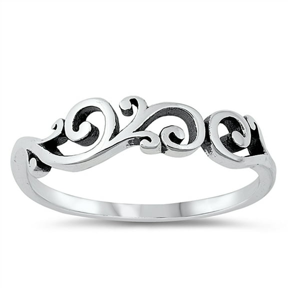 All In Stock Swirl Branch Oxidized Sterling Silver Ring Size 10