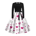 thumbnail image 1 of Robes pour Femmes Saint-Valentin Rétro Festive Imprimée Col Rond Soirée avec Jupe Évasée Complète Robe de Printemps Bleu Foncé TG, 1 of 3