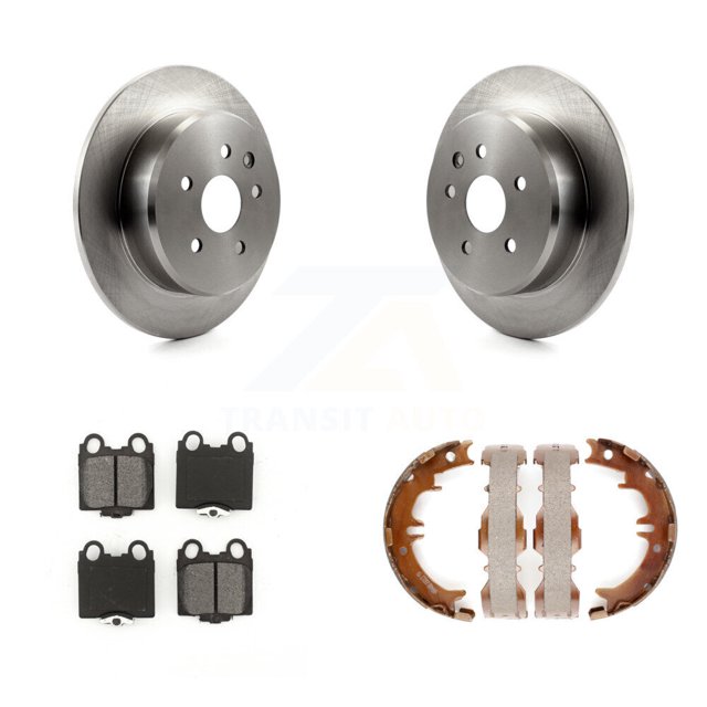 Transit Auto Rear Disc Rotors Semi-Metallic Pads and Parking Brake Shoes Kit for Car Lexus SC430 IS300 GS300 GS400 GS430 K8S-104385