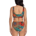 thumbnail image 3 of Wukai Mandala Colorful Women's Bikini Set Two Piece,wimsuit High Waisted V Neck Twist Front Adjustable Spaghetti Straps Bathing Suit-Large, 3 of 7
