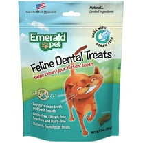 6 Pack Emerald Pet Feline Dental Treats Ocean Fish Flavor [Cat Dental Treats, Bulk Cat Supplies, Emerald Pet] 18 oz (6 x 3 oz)