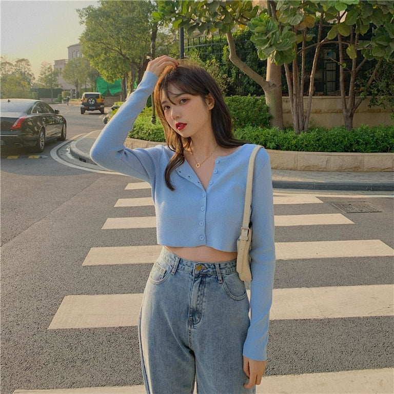 Kiapeise Women s Casual Blouse Button Down Long Sleeve Knit