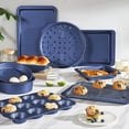 thumbnail image 2 of HONGBAKE Bakeware Sets, Baking Pans Set, Nonstick Oven Pan for Kitchen with Wider Grips, 10-Piece Including Rack, Cookie Sheet, Cake Pans, Loaf Pan, Muffin Pan, Pizza Pan - Blue, 2 of 8