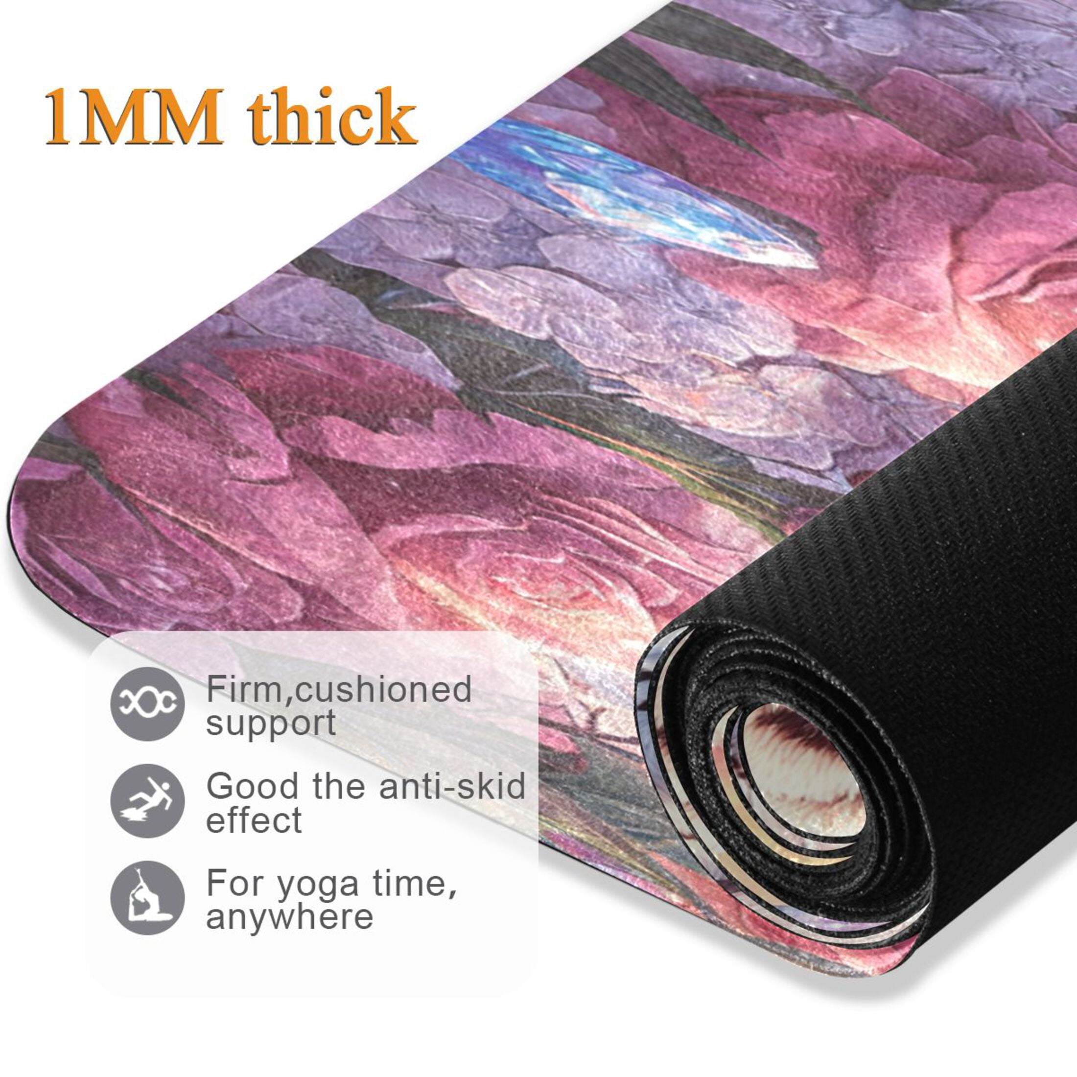 BZSMCE Yoga Mat Women Snow Leopard Roses Crystals Fitness Mat