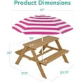 thumbnail image 3 of Wubio Kids Wooden Picnic Table, Outdoor Activity & Dining Table w/Adjustable Collapsible Umbrella, Built-in Seats - Natural/Dark Pink, 3 of 16