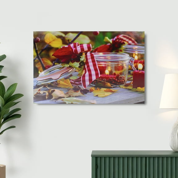 Northlight LED Lighted Candles and Berries Fall Harvest Canvas Wall Art - 23.5" x 15.75"