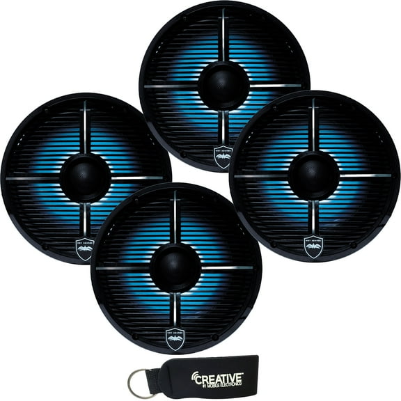 Wet Sounds - Two Pairs Of REVO 6-XWB Black Closed XW Grille 6.5 Inch Marine LED Coaxial Speakers