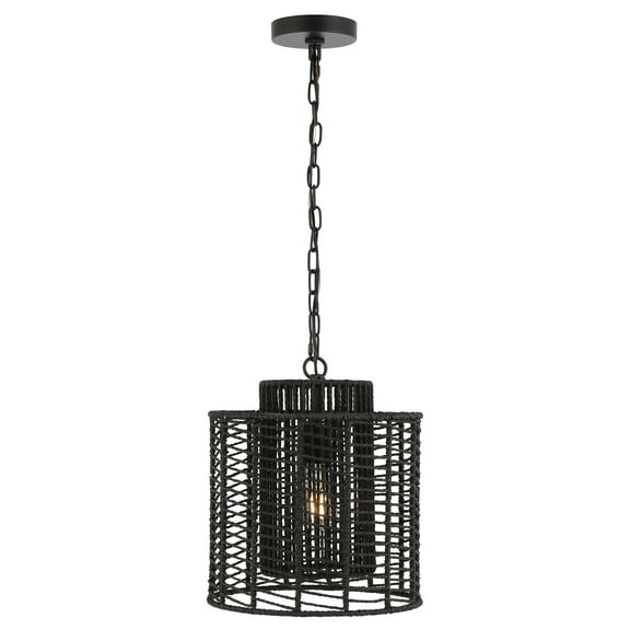 SAFAVIEH Ryoa Black Paper Pendant Light with Black Paper Shade