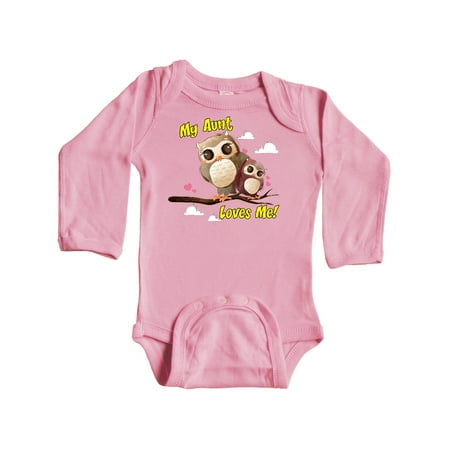 

Inktastic My Aunt Loves Me Owl Gift Baby Boy or Baby Girl Long Sleeve Bodysuit