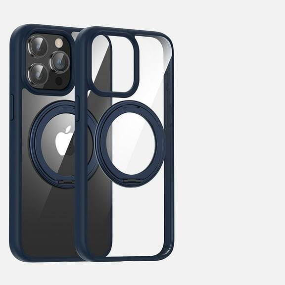 Magnetic Clear Case for iPhone 16 Pro, Military-Grade Protection Cover Compatible with MagSafe, Ring Holder Stand Color Frame Shockproof Stylish Case for iPhone 16 Pro, Royalblue