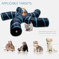 thumbnail image 2 of Cat Tunnel for Indoor Cats Large, with Play Ball S-Shape 5 Way Collapsible Interactive Peek Hole Pet Tube Toys, Puppy, Kitty, Kitten, Rabbit (Blue & Black), 2 of 6