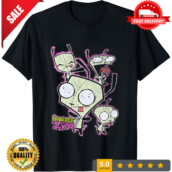 Rare Invader Zim Black Gift Adult TShirt Unisex Cotton 8D717, NEW INSTOCK-TH78019