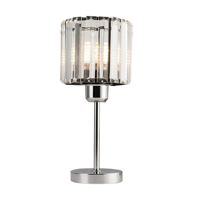 MasteelfCA 1Pc Bedroom Table Lamp Decorative Crystal Glass Light LED Bedside Lamp (US Plug)