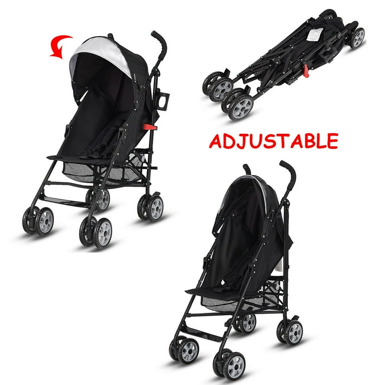 Folding Pet Stroller with Storage Basket and Adjustable Canopy - Costway