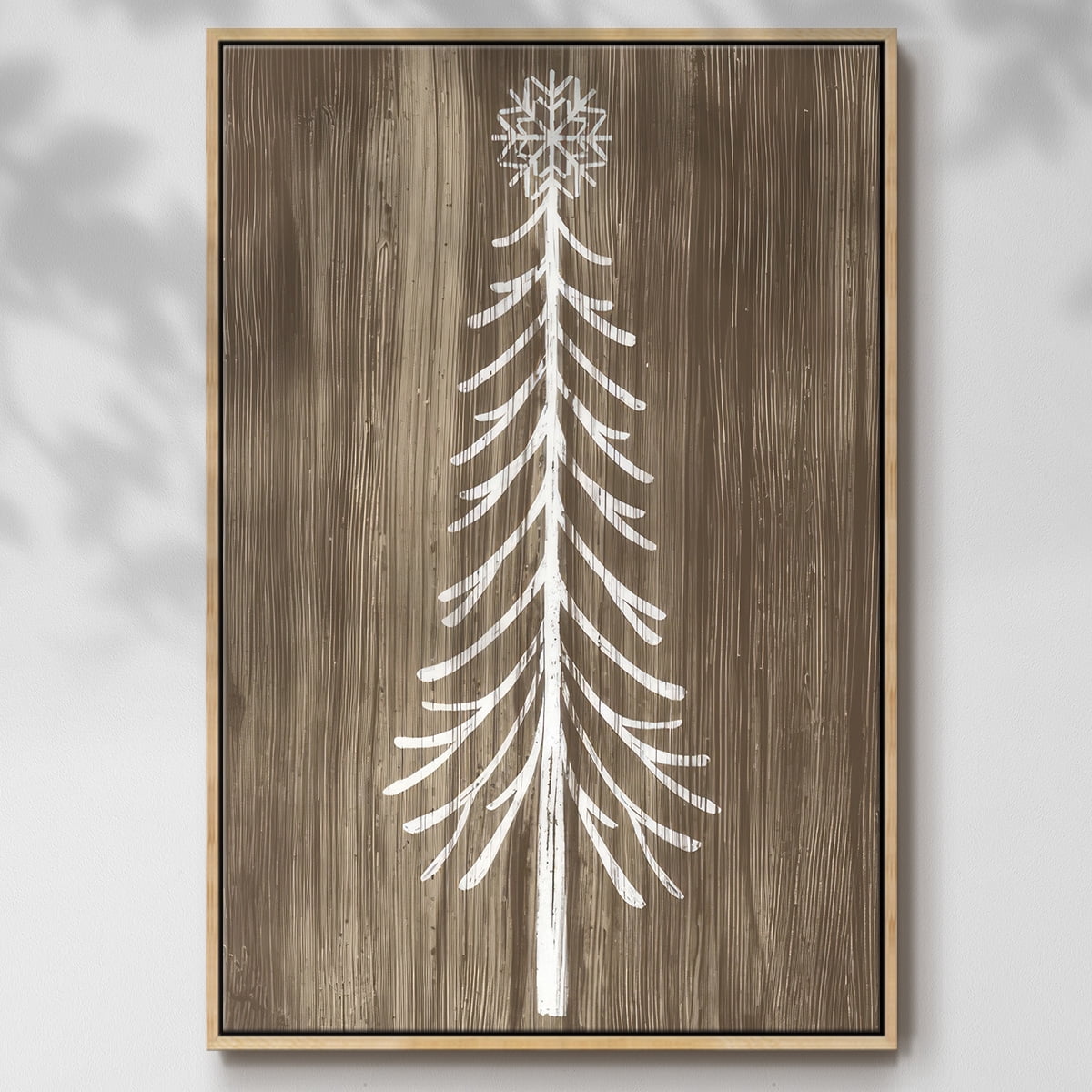 Barnwood Wonderland VII - Framed Gallery Wrapped Holiday Canvas - 25 x 37 - Natural Wood Frame