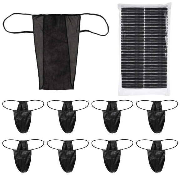 Ouwald Women’s Disposable Spray Tanning Thong Underwear, 100-Pack Black G-String Panties, Breathable Non-Woven, Individually Wrapped (One Size Fits All)