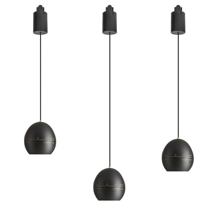 

FSLiving 7W Zoomable Track Pendant Light H-Type Retractable Lift Droplight with Aluminum Globe Shade Focusable Spotlight Indoor Island Light Adjustable Length Lamp for Decor Black - 3 Pack