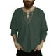 thumbnail image 2 of pstuiky camisas de manga larga para hombre, Camisa de lino holgada de manga larga con cordón y cuello en V para hombre, color liso camisetas de hombre xxl, 2 of 5