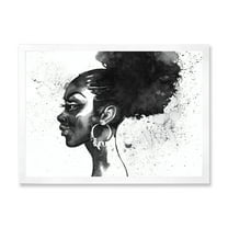 Designart 'Black and White Portrait of African American Woman I' Modern Framed Art Print