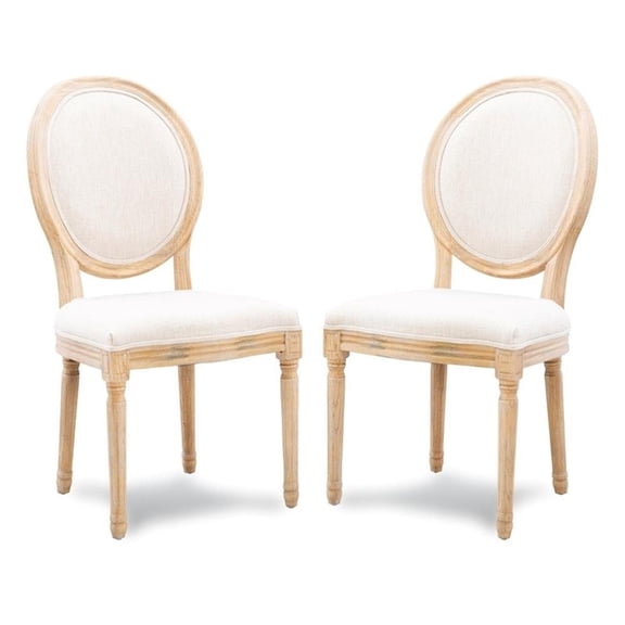 Kingfisher Lane 19" Oval Back Wood Dining Chairs in Beige (Set of 2)
