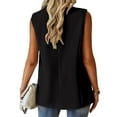 thumbnail image 6 of Charmgo Vest Tops for Women, Women's Sleeveless Coat Solid Color Cardigan Suit Casual Lapel Cardigan Jacket with Pockets Dress Vest Women, Black Vests Women XXL, 6 of 9