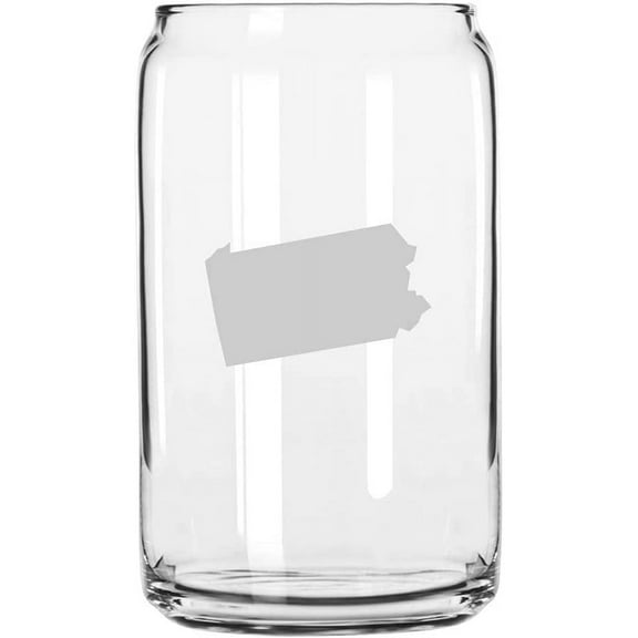 Pennsylvania States Etched 16oz Libbey Can Glass