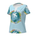 thumbnail image 3 of Wukai Dreaming Travel Casual V-Neck Graphic Tees for Women: Lightweight and Breathable Summer Tops with Stylish Design-Small, 3 of 8