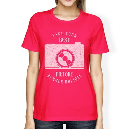 Best Summer Picture Funny Graphic Tee For Women Hot Pink Round