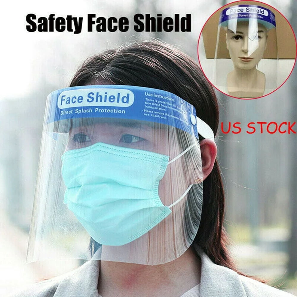 CNKOO Safety Face Shield Mask Clear Anti-Fog Protective Full Face Shield (Pack of 10) Face Shields Adults Safety Eyes, Nose, Face Bonus Cleaner